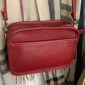 Red Leather Crossbody Bag - Classic Everyday Shoulder Bag